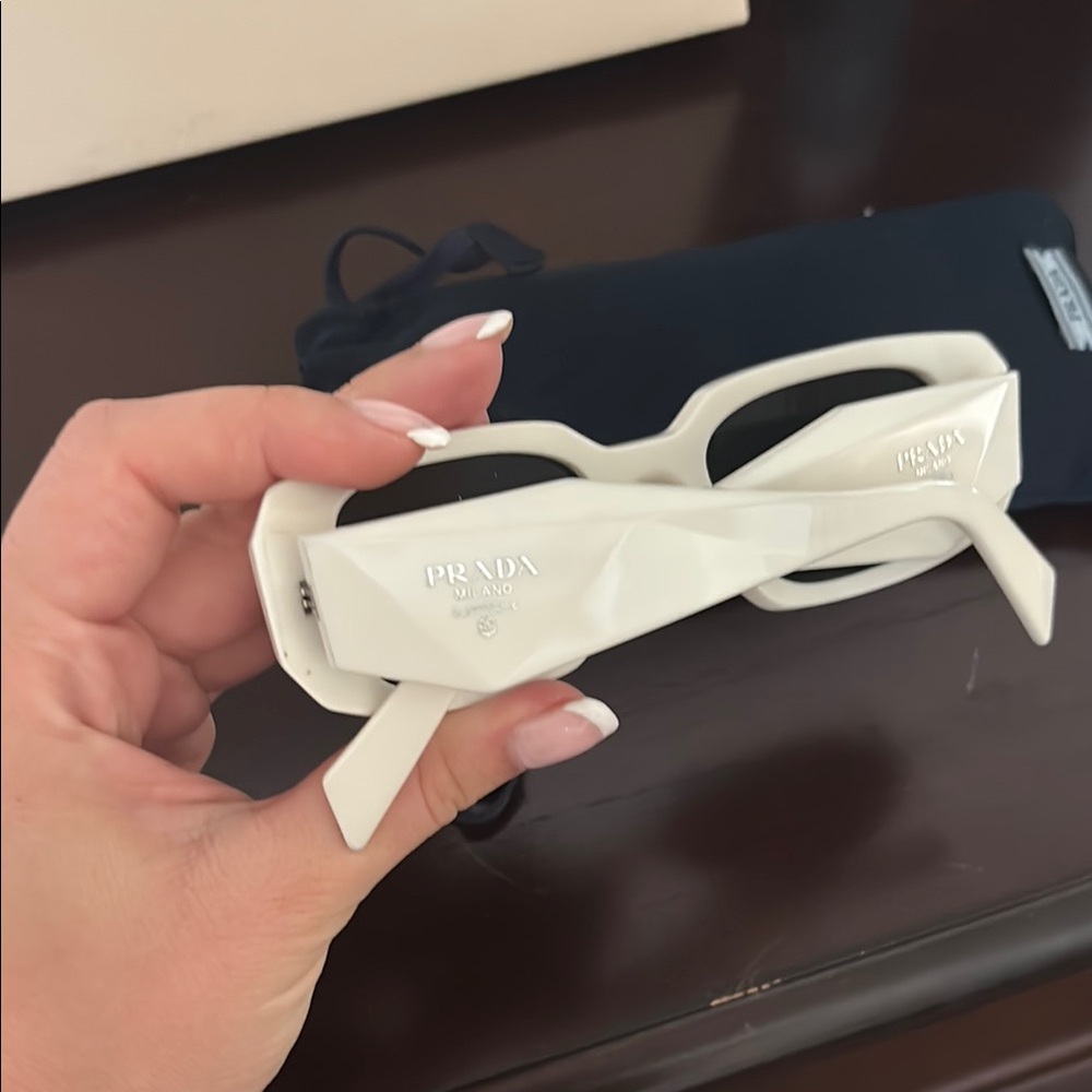 Prada White Geometric Sunglasses - image 2